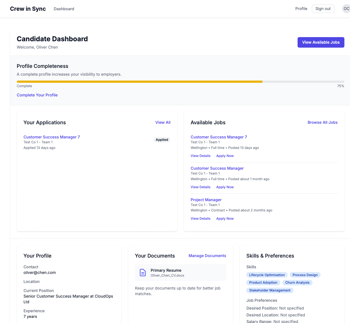 Candidate AI dialogue session